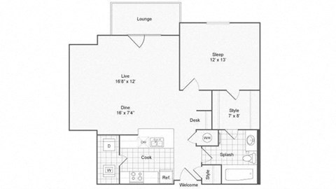 1 bed 1 bath Aspenbonus Floor Plan at ReNew Glenmoore, Pennsylvania, 19343