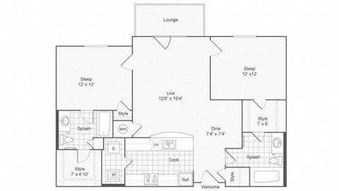 2 bed 2 bath bayberry Floor Plan at ReNew Glenmoore, Glenmoore, 19343