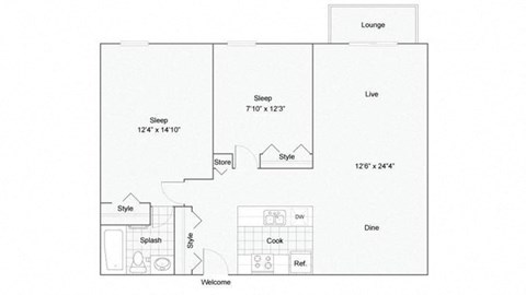 Burlington Floor Plan at Hampshire House, Pittsburgh, 15228