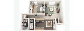 3D Floorplan of a 1 Bedroom Apartment
