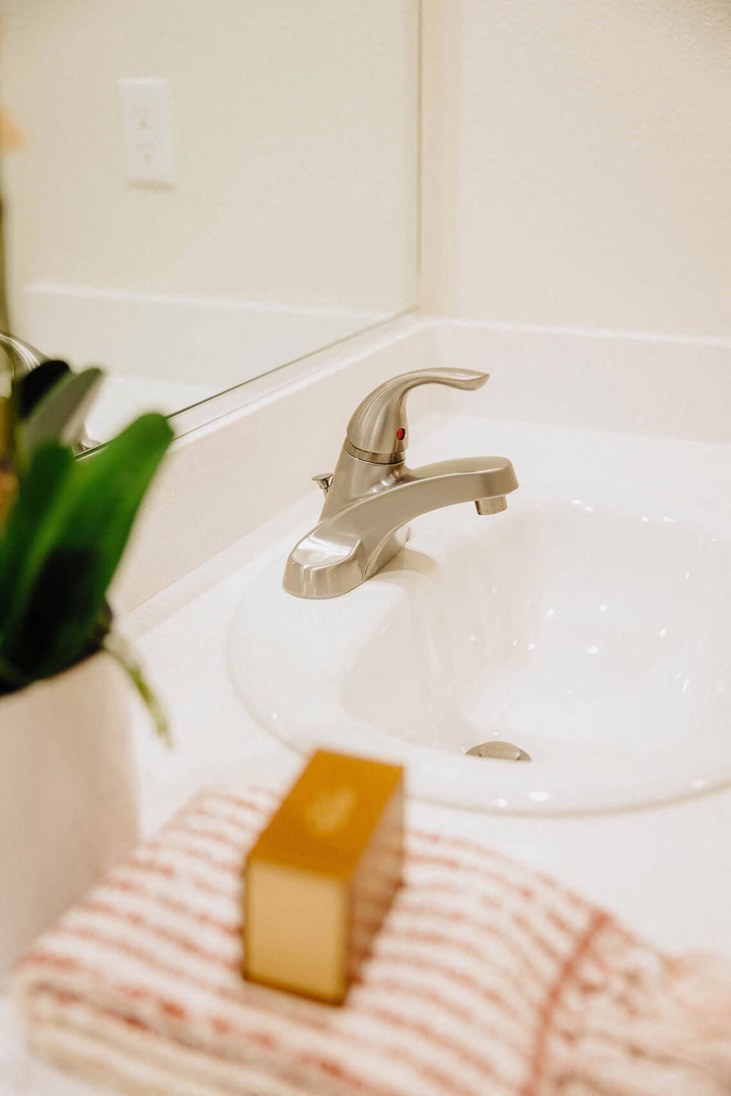 a bathroom sink with a green plant next to it at Arrive Paso Robles, California