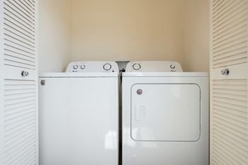 the washer and dryer in the laundry room of a home