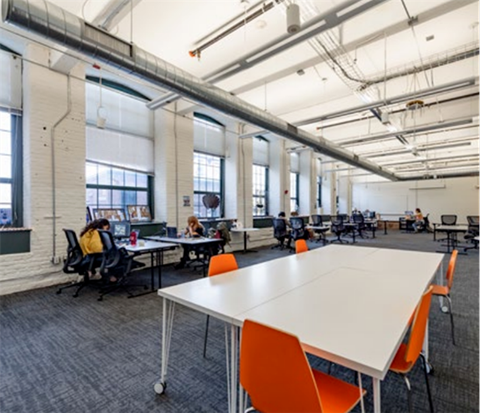 Dining and work area at Rising Sun Mills, Providence