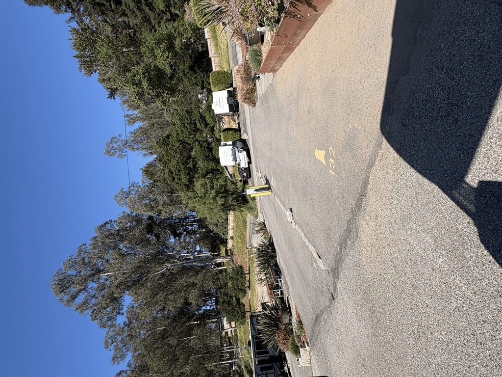 A yellow arrow on the road pointing to the right.