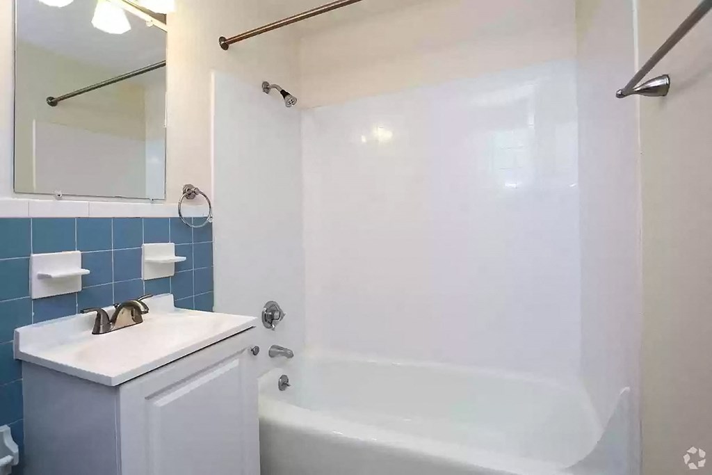 a bathroom with a sink and a bath tub