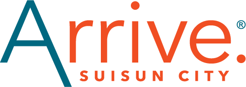 A logo with the text "Arrive. Suisse City" in orange and blue.
