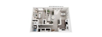 3D Floorplan for a 1-bedroom apartment