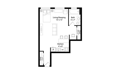 Floorplan for a studio apartment