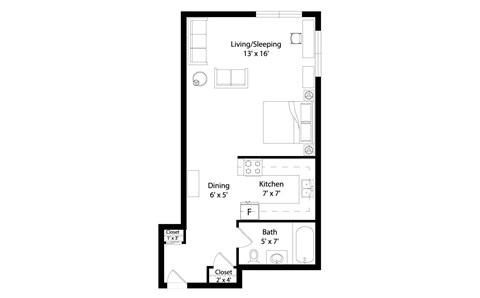 Floorplan for a studio apartment