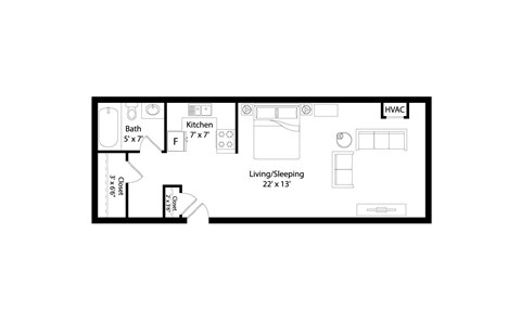 Floorplan for a studio apartment
