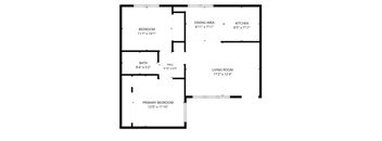 A black and white image of a floor plan for a house.