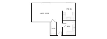 Studio floorplan at The Lafayette, Portland, OR, Oregon , 97205