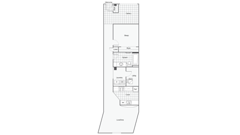 floorplan for The Farewell - 1 bed 1 bath  at Blue Ribbon Lofts, Milwaukee, 53205