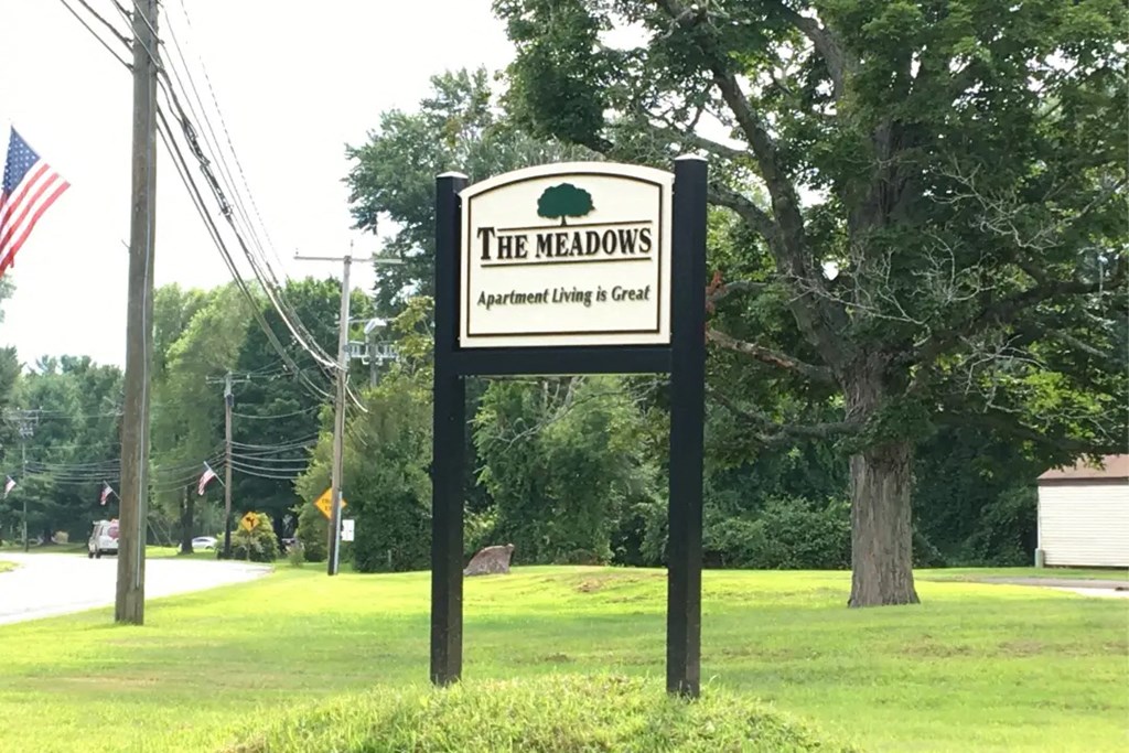 The Meadows exterior sign The Flats at Talcott, Weatogue, Connecticut, 06089