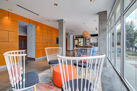 Posh Lounge Area In Clubhouse at Track 29 Apartments, Minneapolis, MN, Minnesota