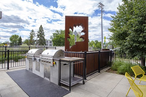 Outdoor grilling station at Track 29 Apartments, Minnesota