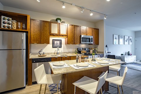Fully Furnished Kitchen With Stainless Steel Appliances at Track 29 Apartments, Minneapolis, 55408