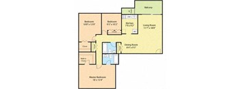 3 bed 2 bath floor plan at Briarwood Apartments, Dumfries, VA, 22026