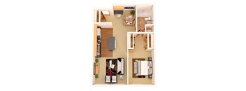 a floor plan of a house with a kitchen and living room at Boston Lofts, Milwaukee, WI, 53203