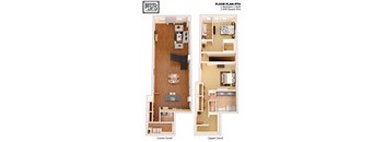 a floor plan of a house with a balcony and a staircase at Boston Lofts, Milwaukee, WI