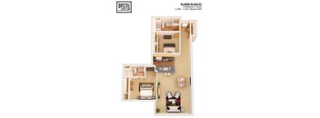 a floor plan of a house with two bedrooms at Boston Lofts, Milwaukee