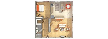 The VanBuren Floor Plan at Cambridge Manor Apartments, Milwaukee, WI
