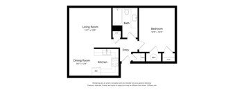 Floorplan 1 Bedroom 1 bath at Woodridge Apartments, Kenai, AK, 99611