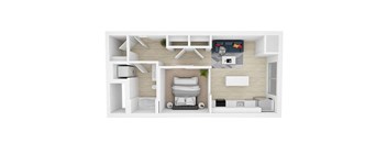 1 Bed 1 Bath Floorplan A at The Shale, Minneapolis, MN