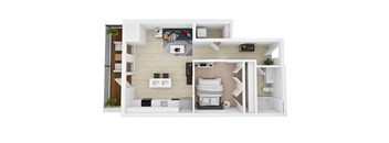 1 Bed 1 Bath Floorplan D at The Shale, Minnesota