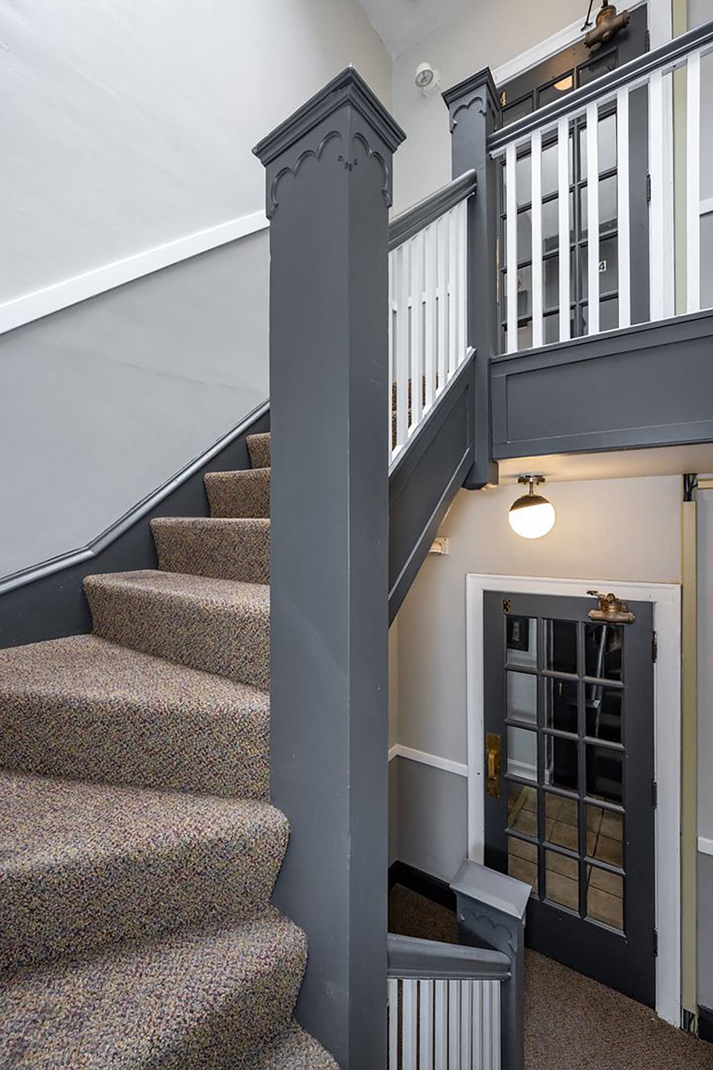Staircase at Evelyn Apartments, Oak Park, IL