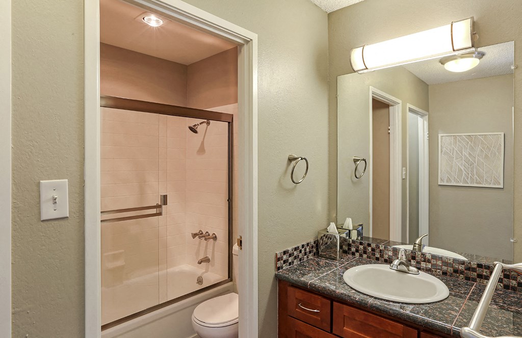 Bathroom interior at OceanAire Apartment Homes, California, 94044