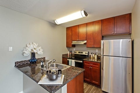 Kitchen interior view at OceanAire Apartment Homes, Pacifica, CA
