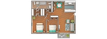 Reverton Floor Plan at Ivanhoe Apartments, Ann Arbor, PA