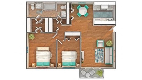 Reverton Floor Plan at Ivanhoe Apartments, Ann Arbor, PA