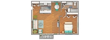 Saratoga Floor Plan at Ivanhoe Apartments, Michigan,48104