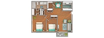 The-Sheridan Floor Plan at Ivanhoe Apartments, Ann Arbor, MI, 48104