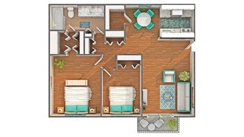 The-Sheridan Floor Plan at Ivanhoe Apartments, Ann Arbor, MI, 48104