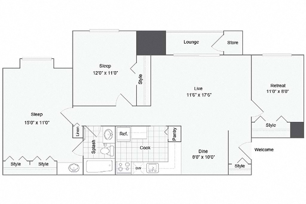 a floor plan of a bedroom apartment at ReNew Odenton, Odenton, MD, 21113