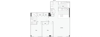 2 bed 2 bath floor plan at The Rowe, Grand Rapids, Michigan