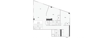 2 bed 2 bath floor plan F at The Rowe, Michigan