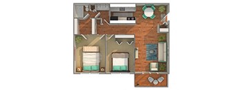 2 bedroom 2 bathroom floor plan A at Renew Madison, Wisconsin