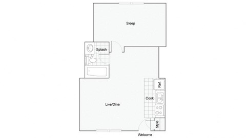 1 bed 1 bath floor plan at ReNew Eagle River, Alaska, 99577