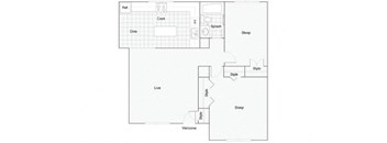 2 bed 1 bath floor plan at ReNew Eagle River, Eagle River, AK, 99577