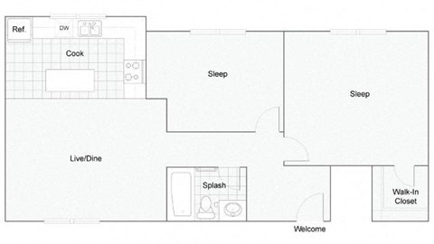 2 bed 1 bath floor plan at ReNew Eagle River, Eagle River, AK