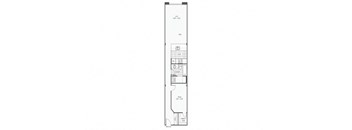 1 bed 1 bath floor plan B at Rocket Transfer Lofts, Des Moines, Iowa