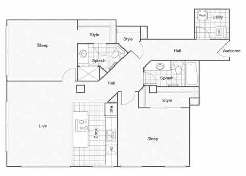 Ford Floor Plan at ReNew Wichita, Kansas, 67202
