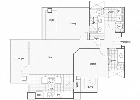 Levil Floor Plan at ReNew Wichita, Wichita, KS