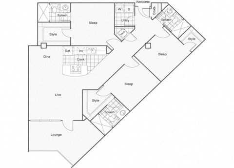 Louboutin Floor Plan at ReNew Wichita, Kansas, 67202