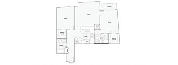 2 bedroom 2 bathroom Floor plan I at 1910 on Water, Wisconsin