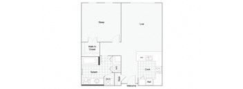 1 bedroom 1 bathroom Floor plan D at 1910 on Water, Wisconsin, 53202